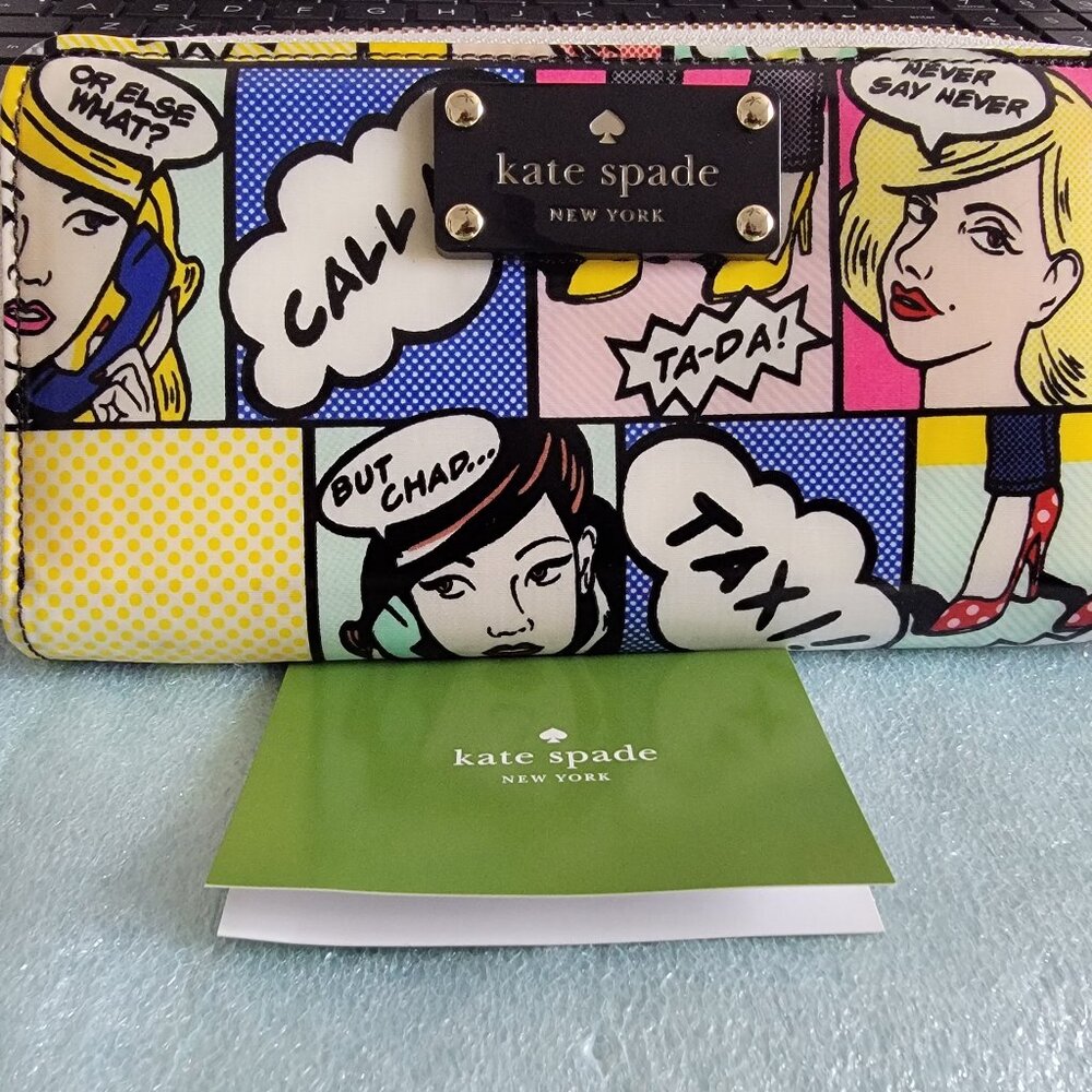 🎉🚫 SOLD NEW RARE Kate Spade Neda Pop Art Comic Daycation Zip Around Wallet
